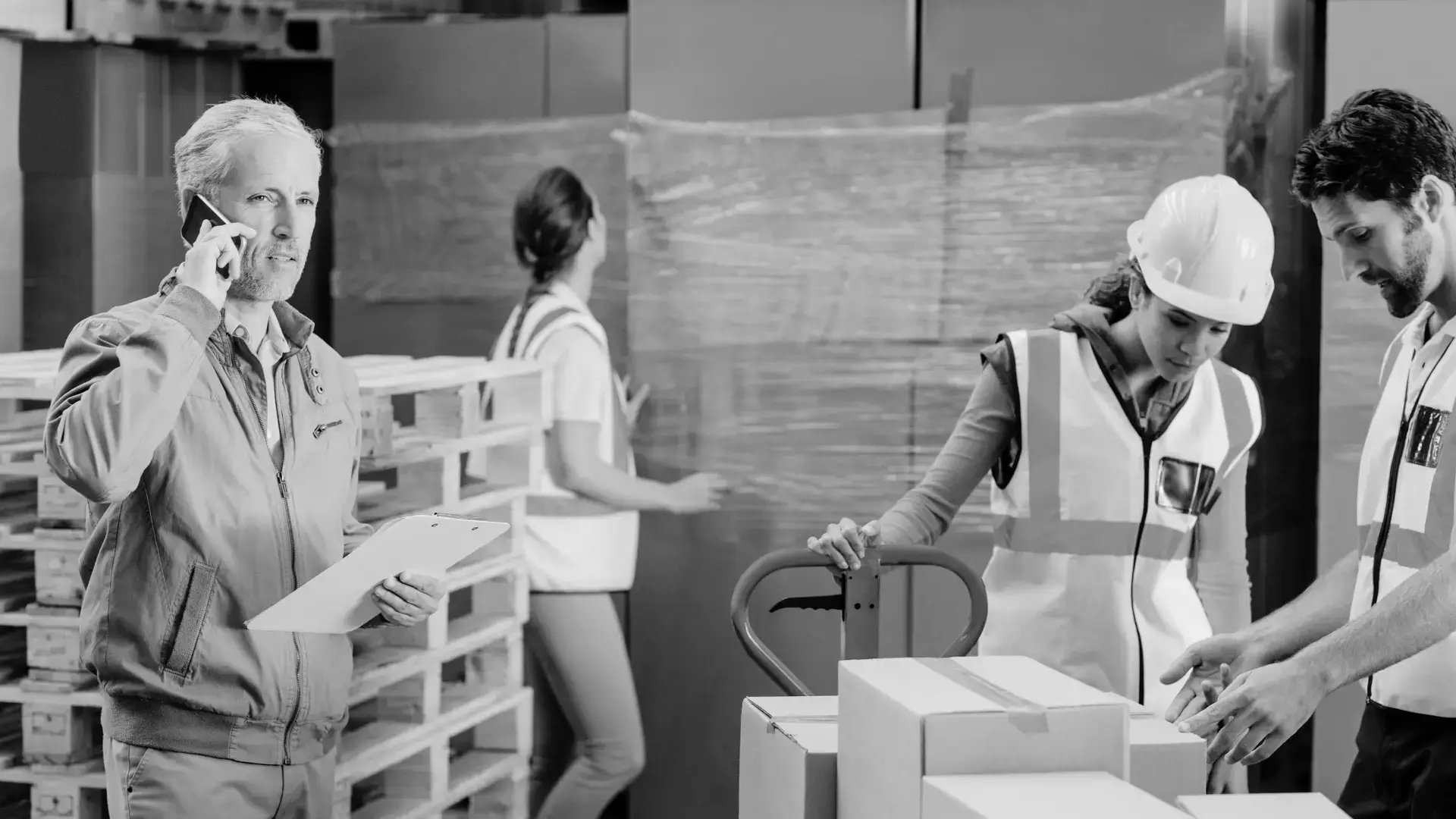 Final mile delivery truck and courier loading packages for distribution