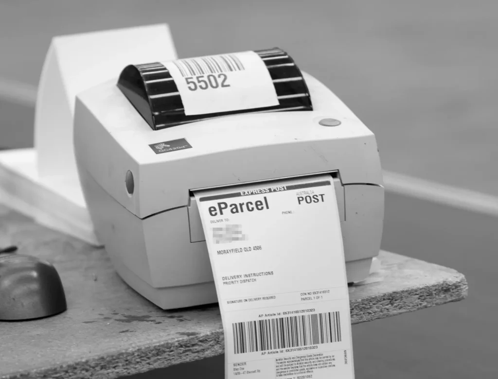 Barcode and thermal label machine for retail compliance tagging
